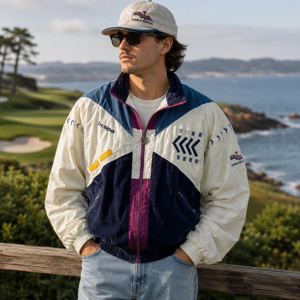 Vintage 90s IXSPA Jamie Sadock Pebble Beach Golf Windbreaker Jacket Mens XL